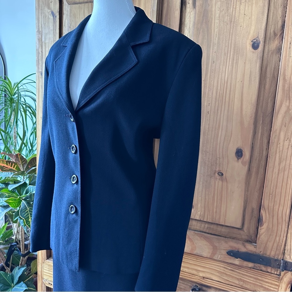 Vintage 90's D'Oraz 100% Wool Skirt Suit Navy Blue Business Power Suit - Size 16